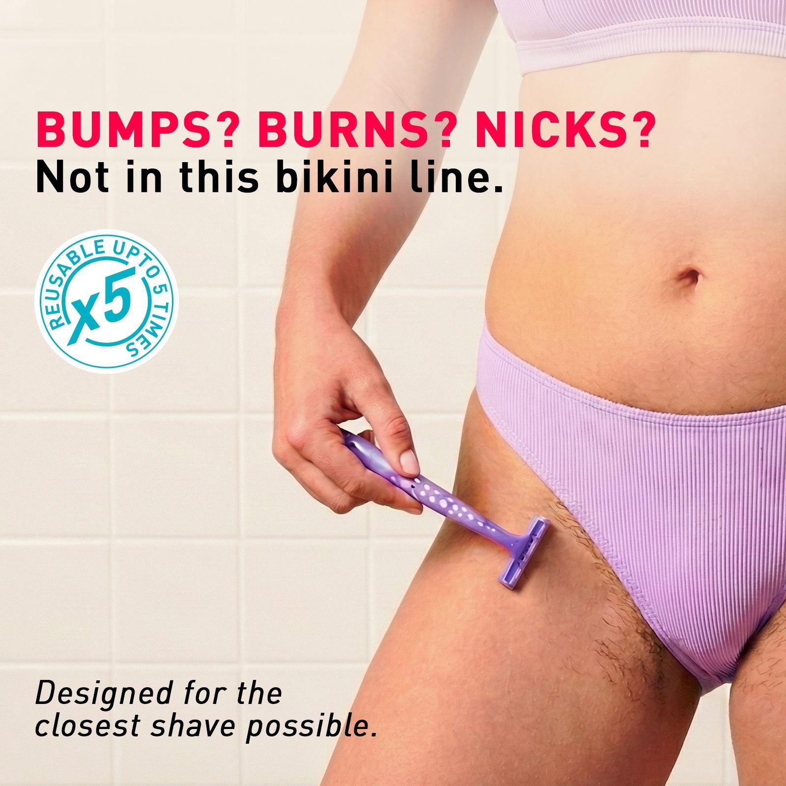 Reusable Bikini Razor for Women for Painless & Irritation-Free Shaving of Bikini Line