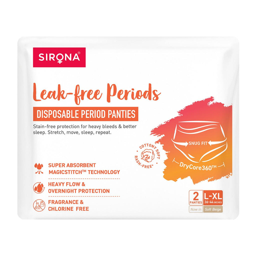 Disposable Period Panties, L-XL (36-44 in.) 360° Coverage, Leakage Protection for Heavy Flow