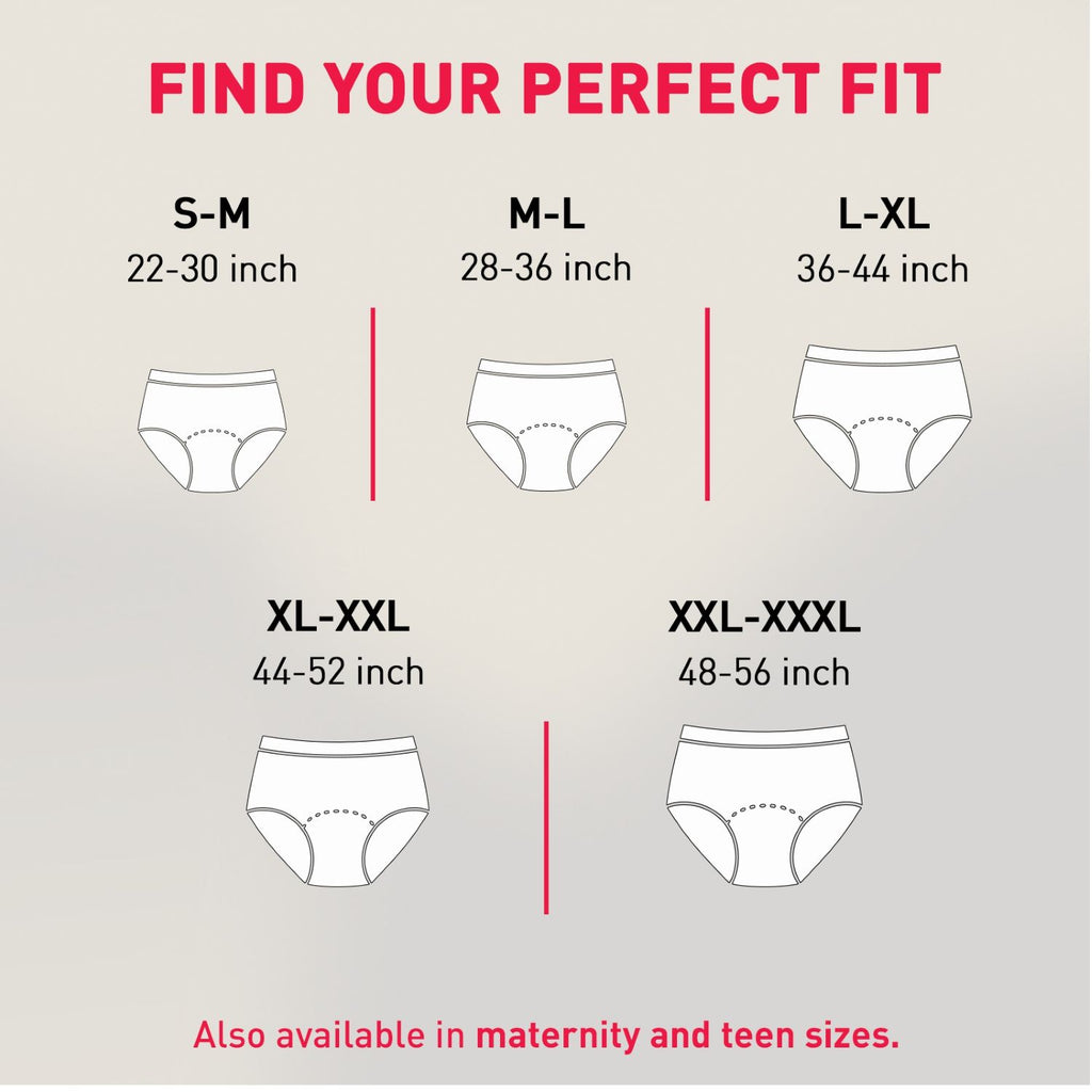Disposable Period Panties, L-XL (36-44 in.) 360° Coverage, Leakage Protection for Heavy Flow