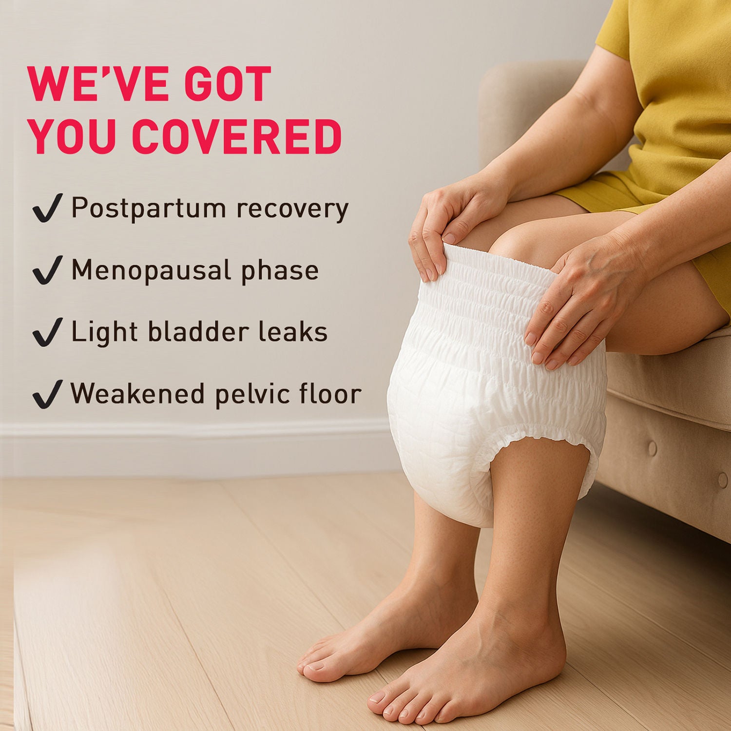 Incontinence Panties, M-L (28-26 in.) Bladder Leak Protection, 360° Coverage, Comfortable Fit