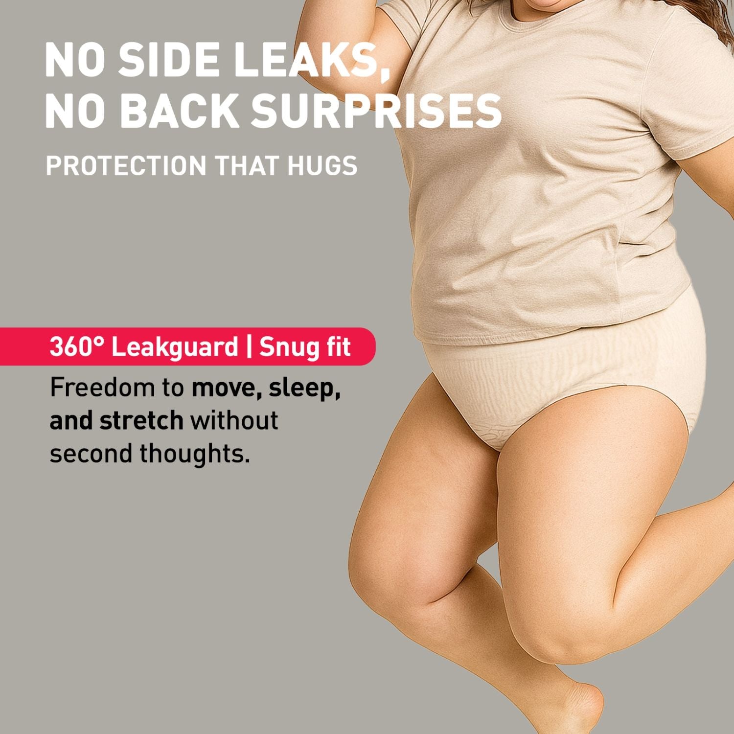 Disposable Period Panties, XL-2XL (44-52 in) 360° Coverage, Leakage Protection for Heavy Flow
