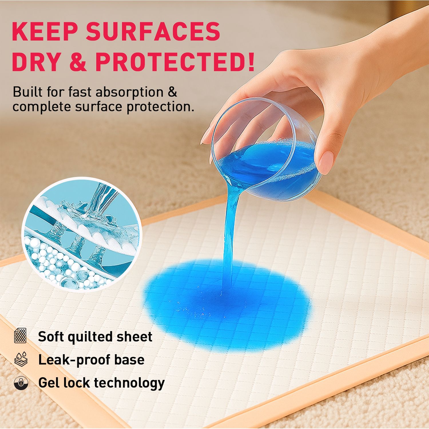 Disposable Underpads - Large, Soft & Leakproof Bed Protection with Anti-Slip Tapes