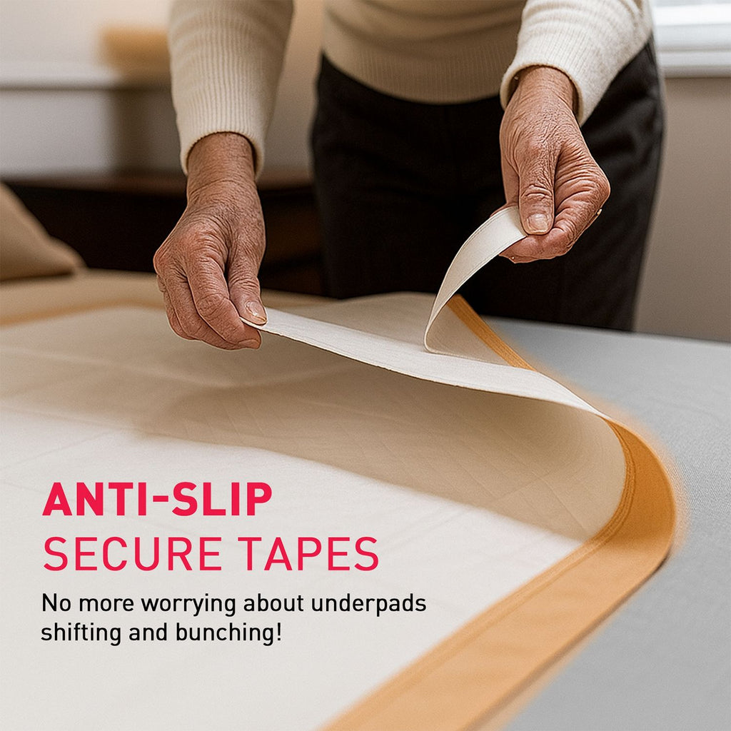 Disposable Underpads - Large, Soft & Leakproof Bed Protection with Anti-Slip Tapes