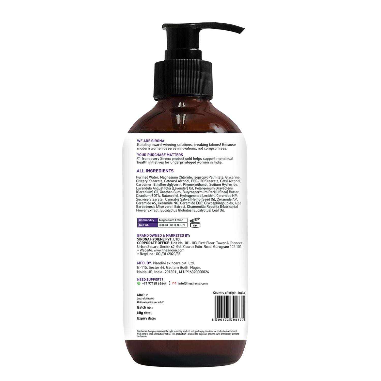10% Magnesium Body Lotion (300 ml), For Muscle Relaxation, Cramps Relief & Better Sleep