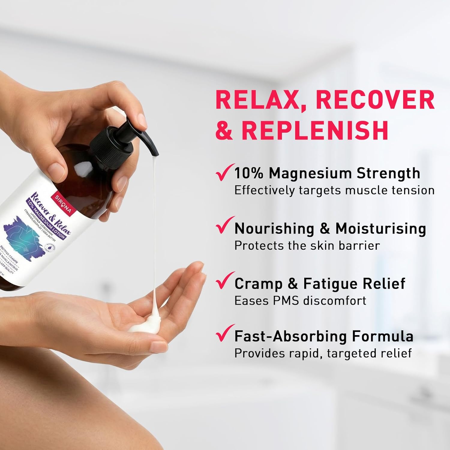 10% Magnesium Body Lotion (300 ml), For Muscle Relaxation, Cramps Relief & Better Sleep
