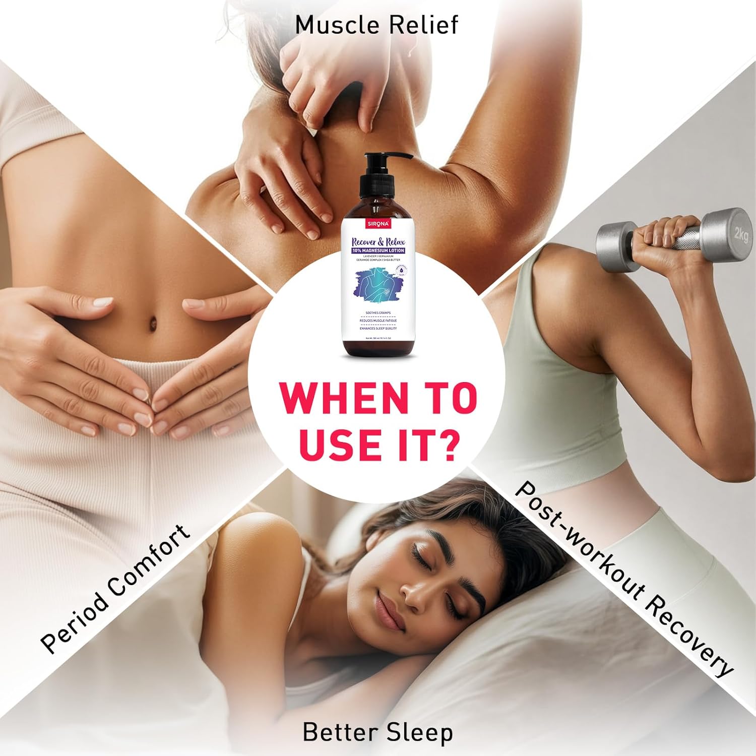 10% Magnesium Body Lotion (300 ml), For Muscle Relaxation, Cramps Relief & Better Sleep