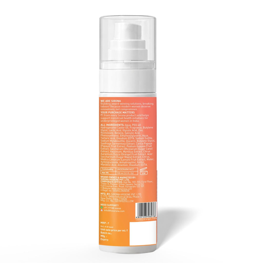 7% AHA BHA Underarm Mist, Treats Pigmentation & Odour - Lactic, Mandelic & Salicylic Acid