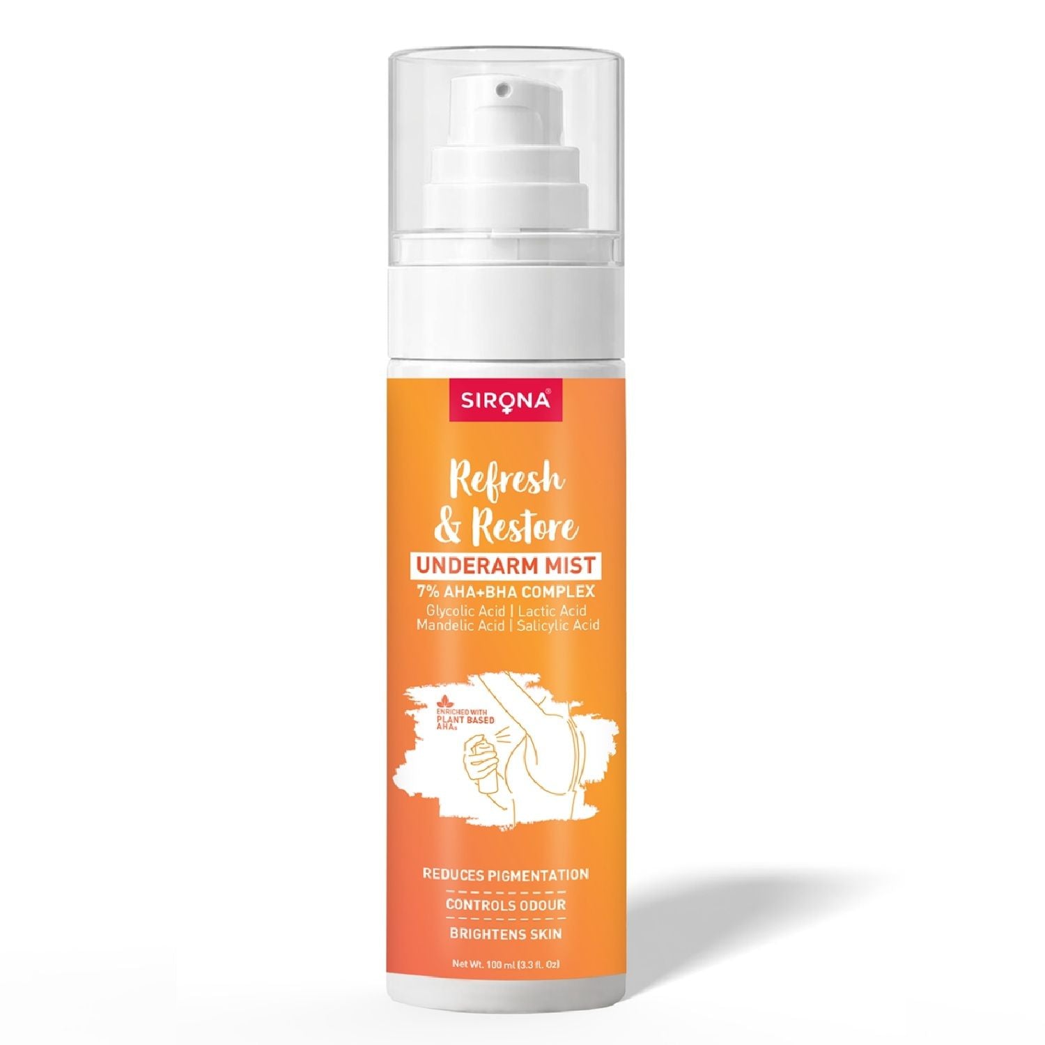 7% AHA BHA Underarm Mist, Treats Pigmentation & Odour - Lactic, Mandelic & Salicylic Acid