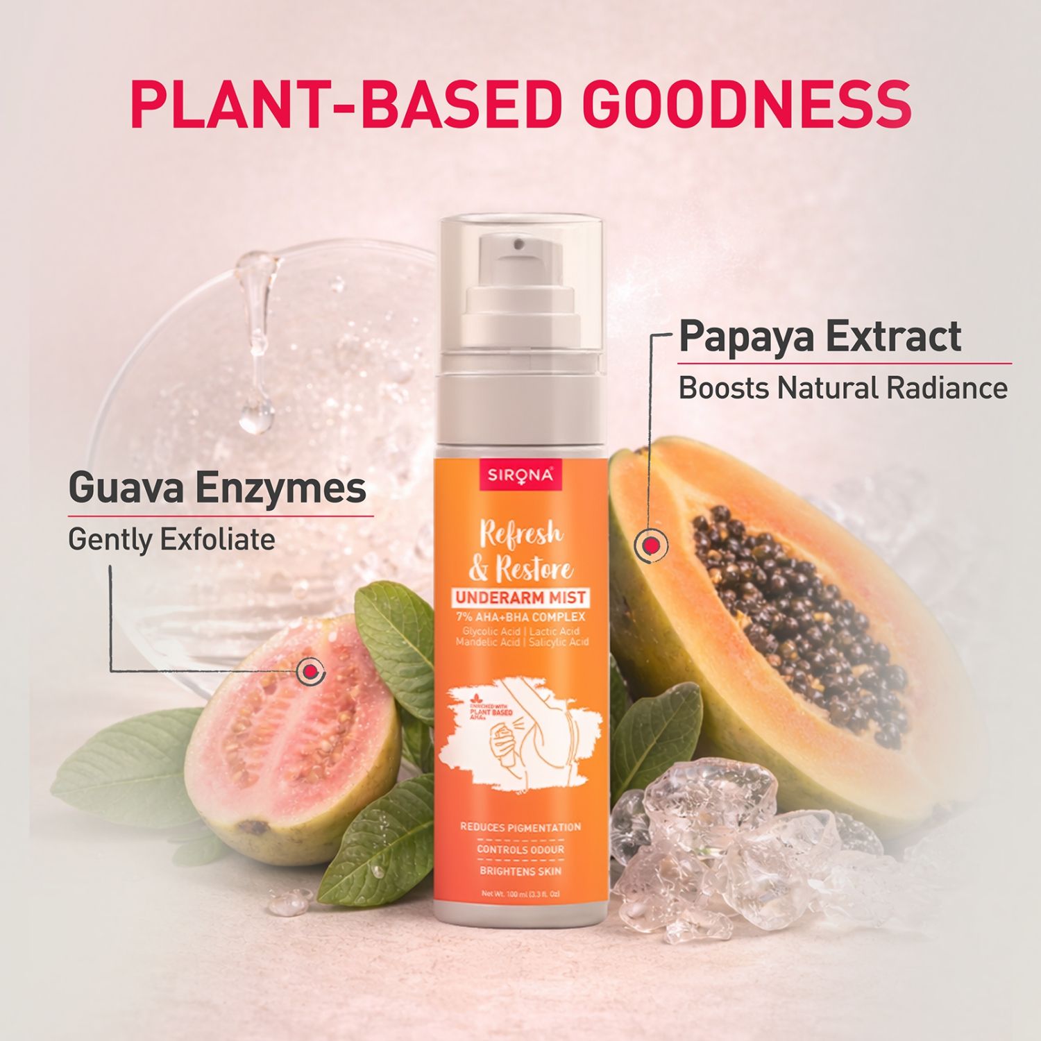 7% AHA BHA Underarm Mist, Treats Pigmentation & Odour - Lactic, Mandelic & Salicylic Acid