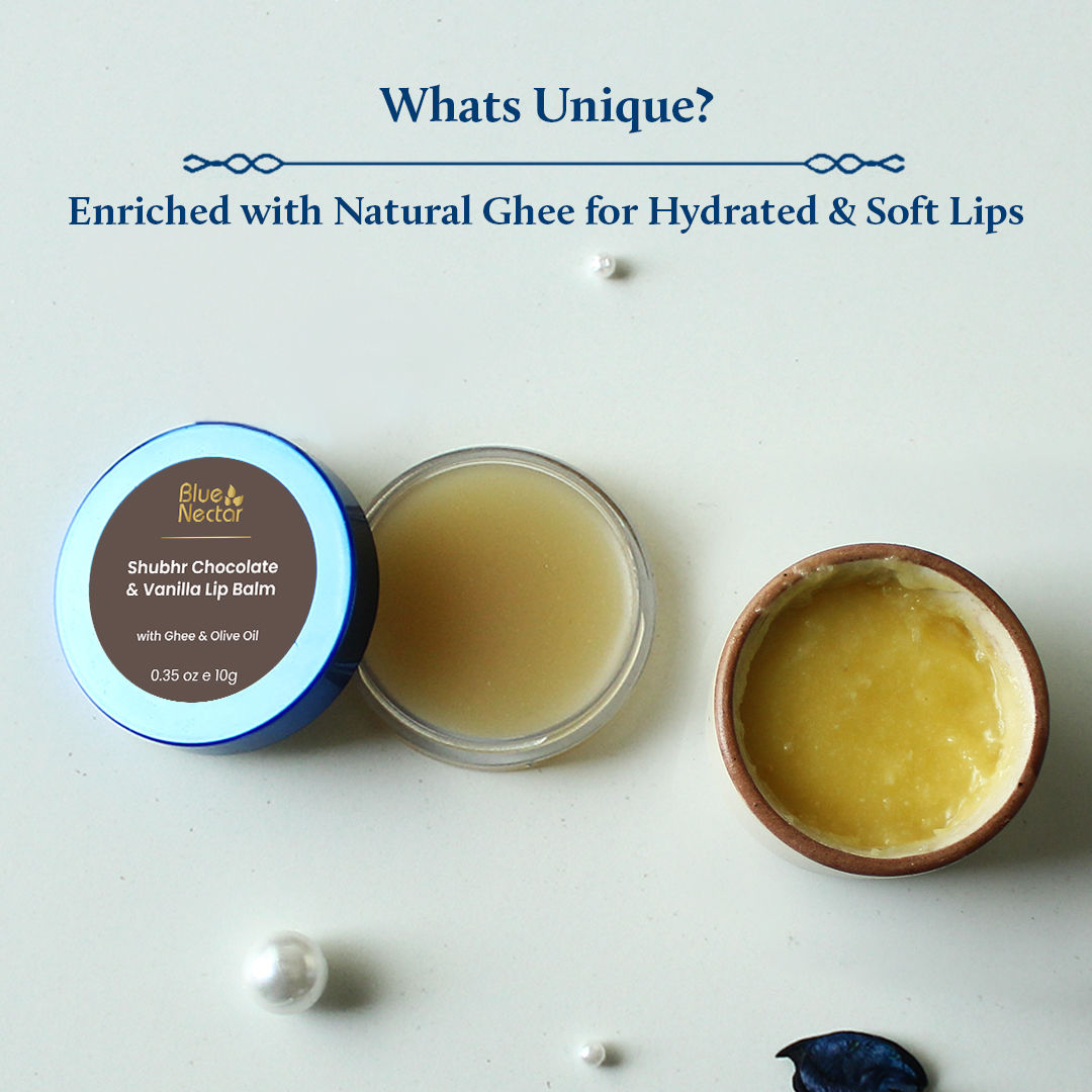 Chocolate & Vanilla Hydrating Lip Balm with Ghee for Dry Chapped Lips