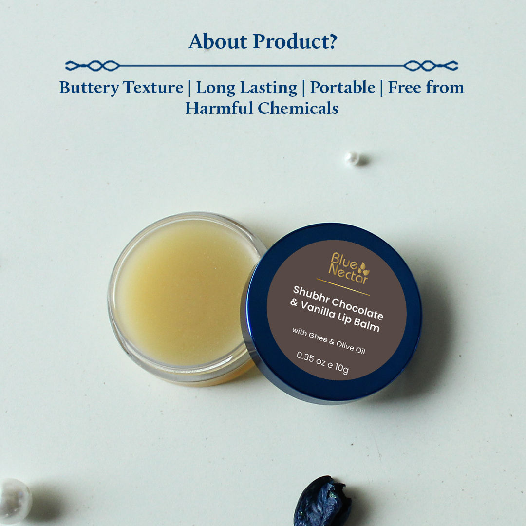 Chocolate & Vanilla Hydrating Lip Balm with Ghee for Dry Chapped Lips