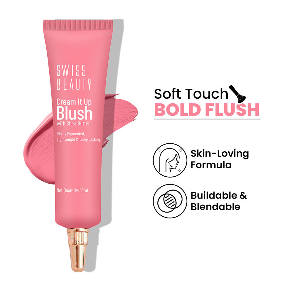 Cream It Up Blusher With Shea Butter , Multi-Functional , Matte Finish - 1 Rosy Cheeks
