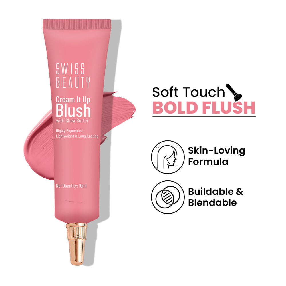 Cream It Up Blusher With Shea Butter , Multi-Functional , Matte Finish - 3 Cheeky Peach