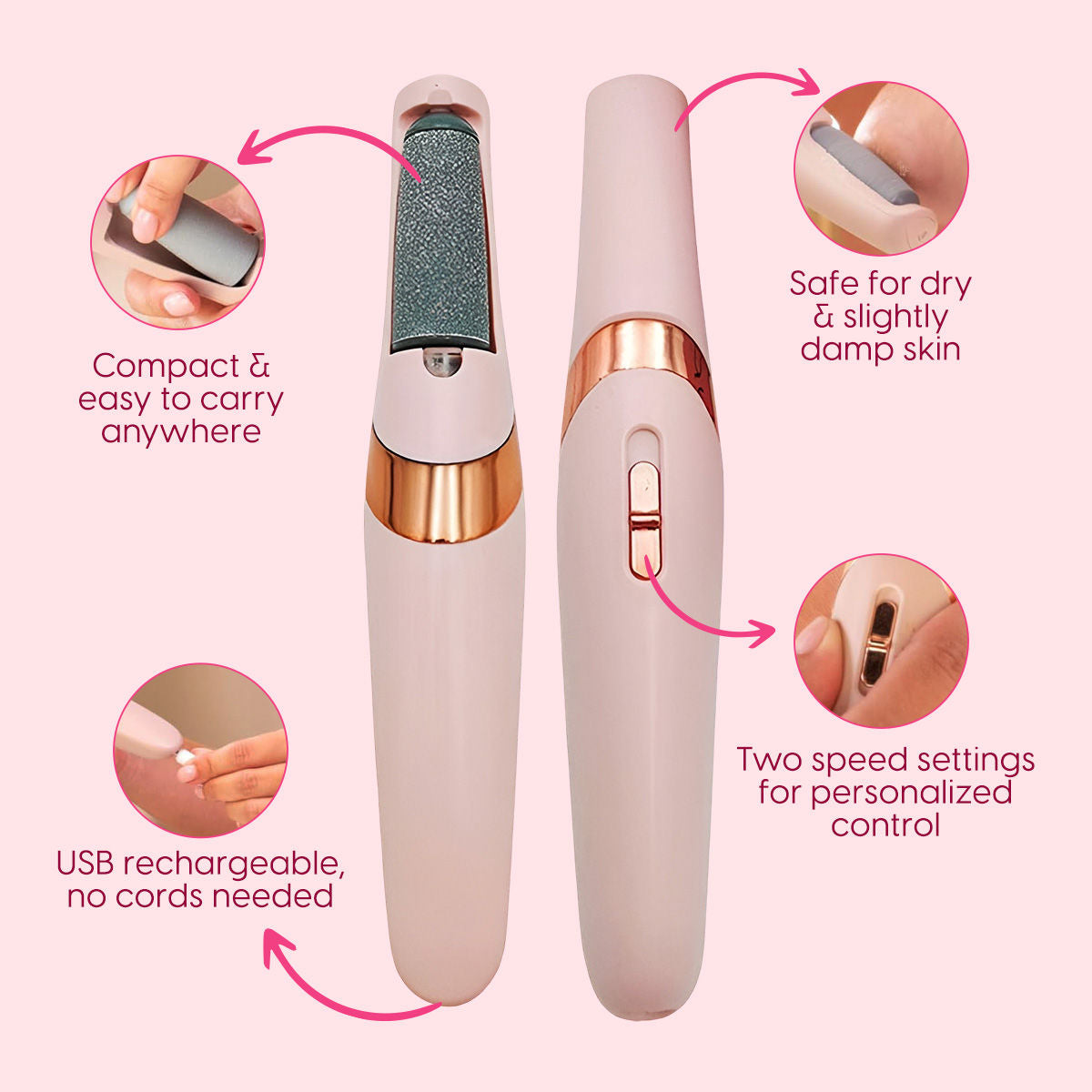 Callus Remover Electric Foot Filer Exfoliator Rechargeable Soft Feet Scrubber Pedicure Tool