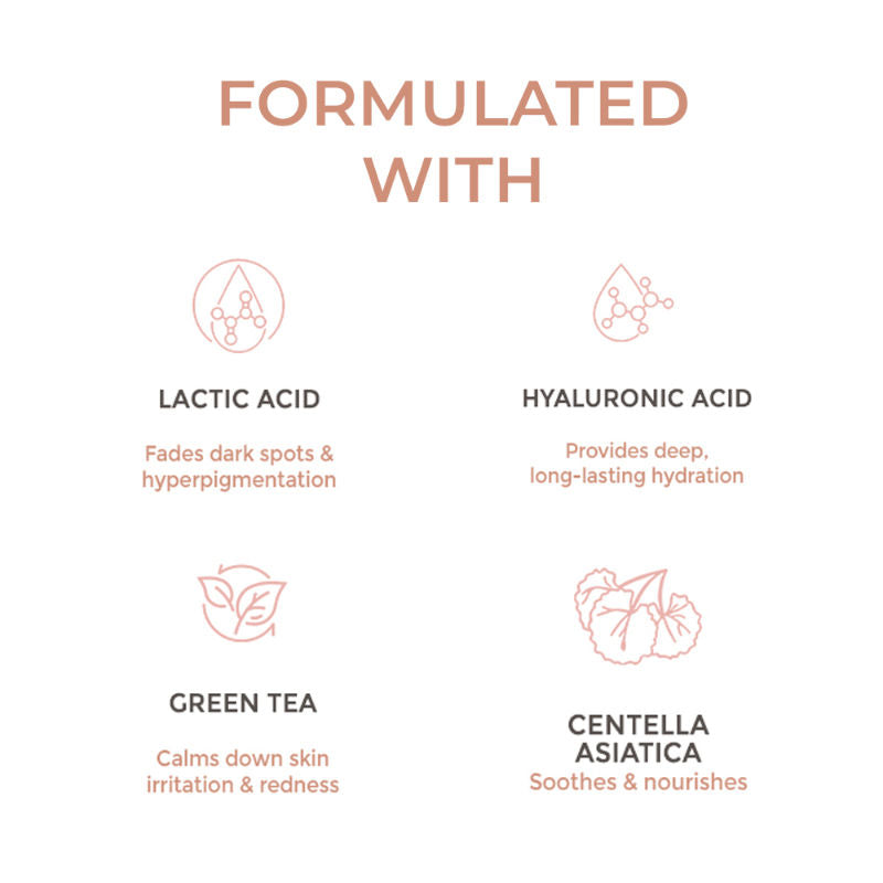 5% Lactic Acid Serum + HA, Exfoliates Dull Skin & Reduce Dark Spots, Beginner friendly