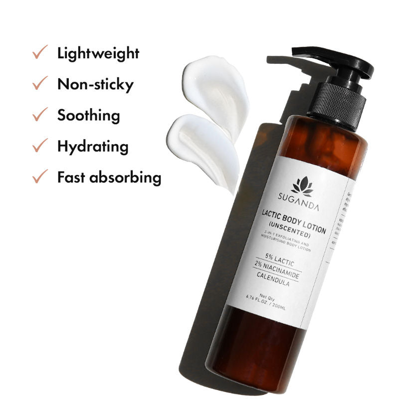 Lactic Body Lotion with 5% LA,Improves Skin Texture + Reduce Strawberry Legs (Unscented)