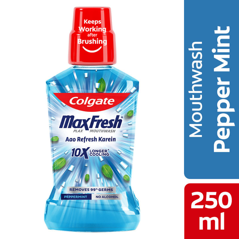Maxfresh Plax Antibacterial Mouthwash, Pepper Mint - 250ml