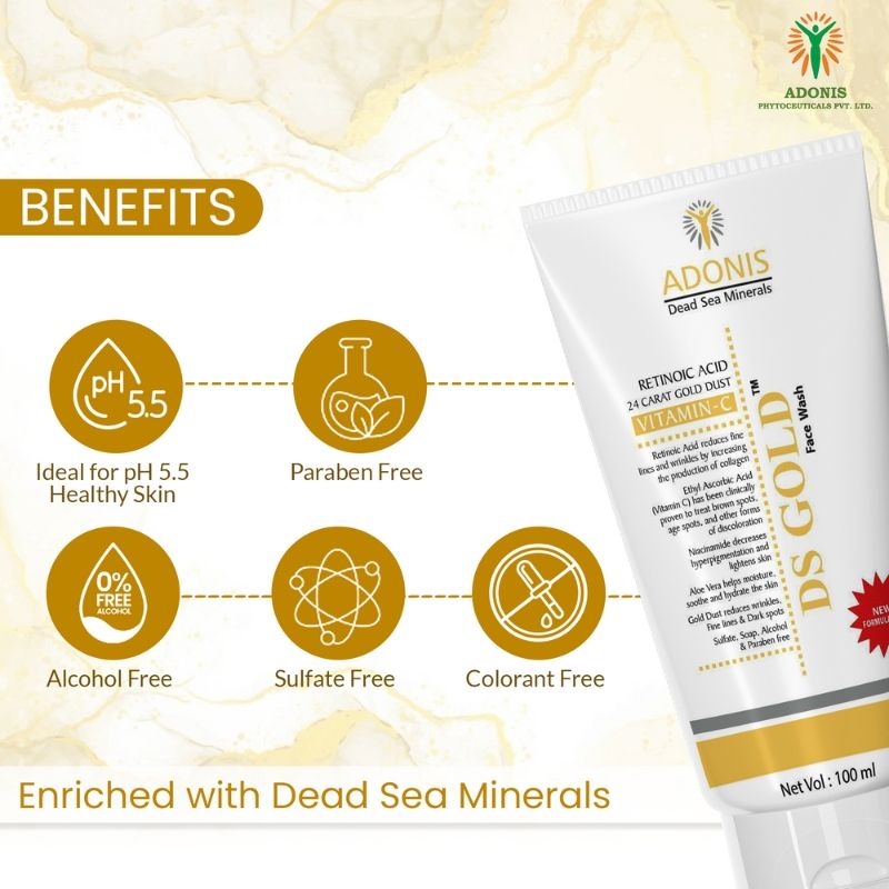 Unisex Ds Gold Face Wash Cleanser With Gold & Vitamin C For Radiance & Anti Aging