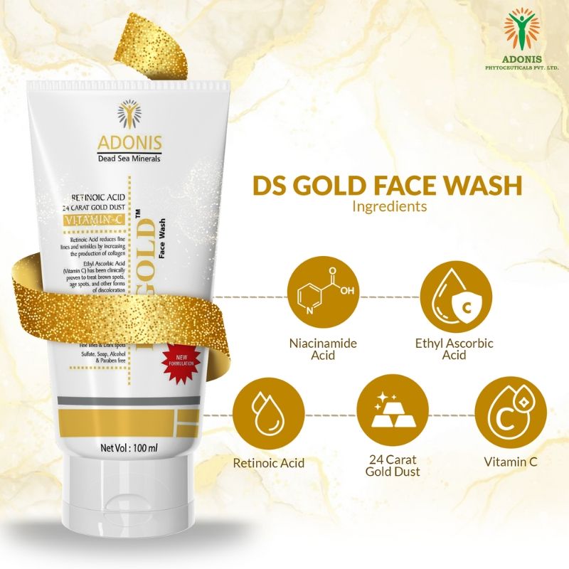 Unisex Ds Gold Face Wash Cleanser With Gold & Vitamin C For Radiance & Anti Aging
