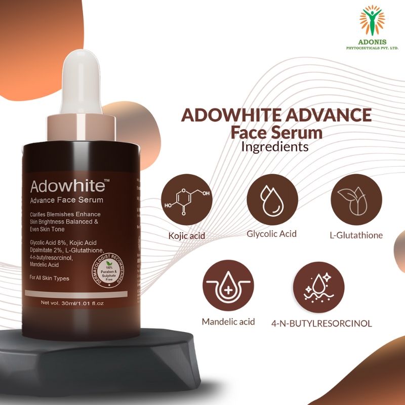Unisex Adowhite Advance Face Serum With Kojic Acid & Glutathione For Pigmentation-Brightening