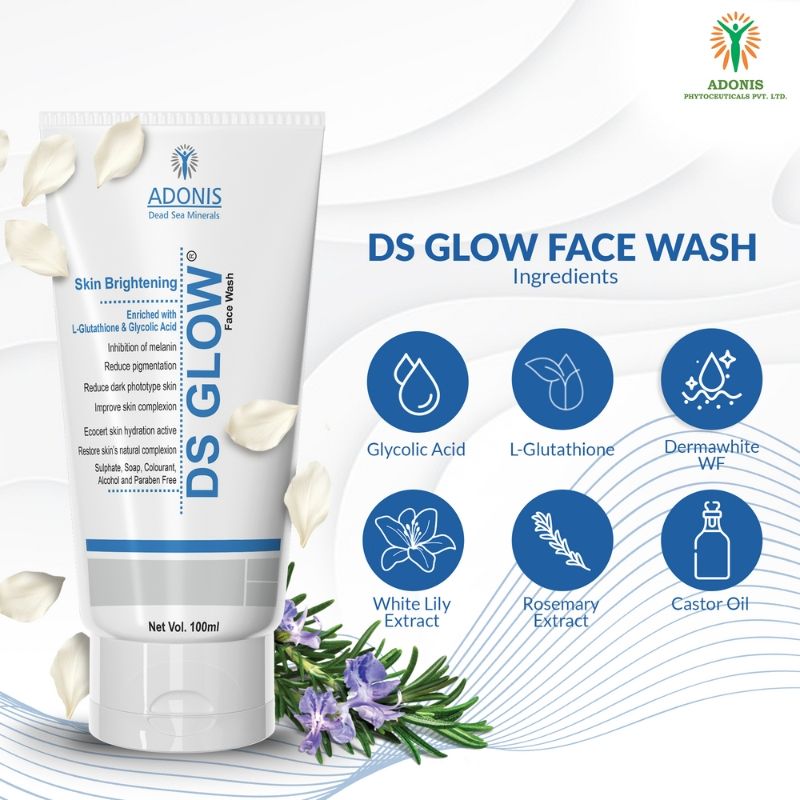 Unisex Ds Glow Face Wash Cleanser With Glutathione & Glycolic Acid For Brightening & Radiance