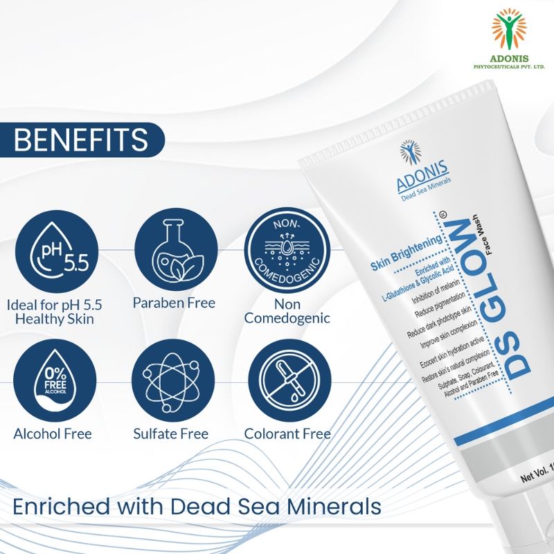 Unisex Ds Glow Face Wash Cleanser With Glutathione & Glycolic Acid For Brightening & Radiance