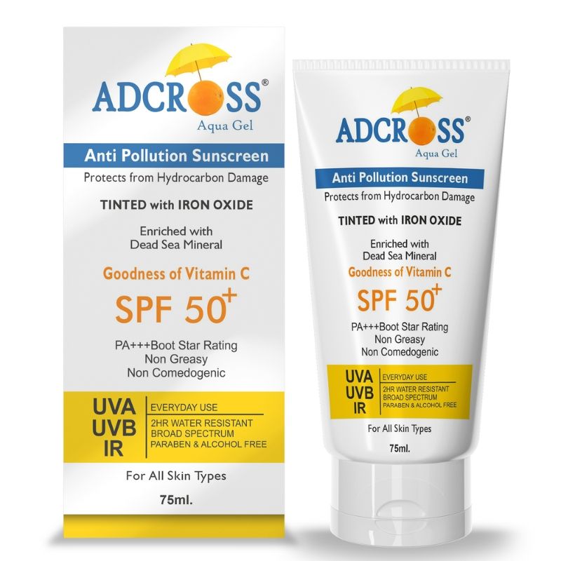 Unisex Adcross Aqua Gel Sunscreen With SPF 50+ & Iron Oxide For UV Protection, Anti Pollution