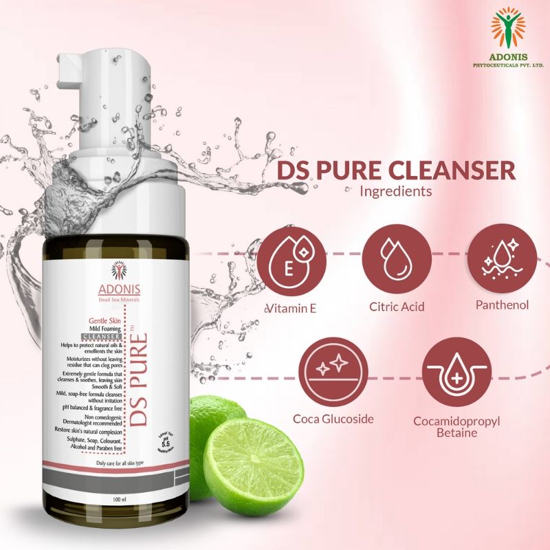 Unisex Ds Pure Mild Foaming Cleanser With Dead Sea Minerals Glycerin For Deep Clean-Hydration