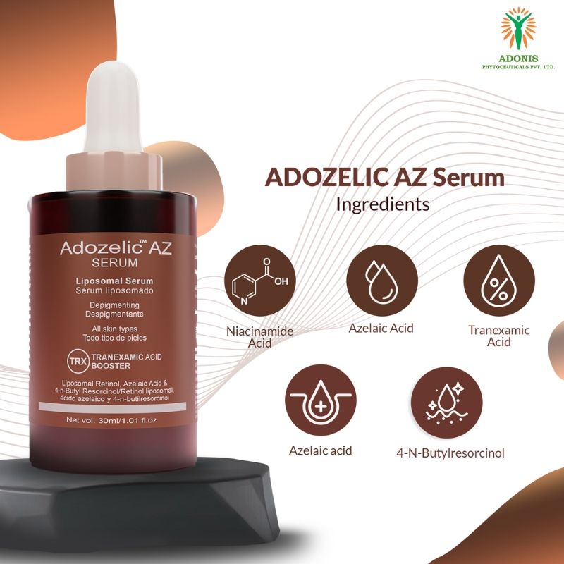 Unisex Adozelic AZ Face Serum with Azelaic Acid & Niacinamide for Pigmentation & Even Tone