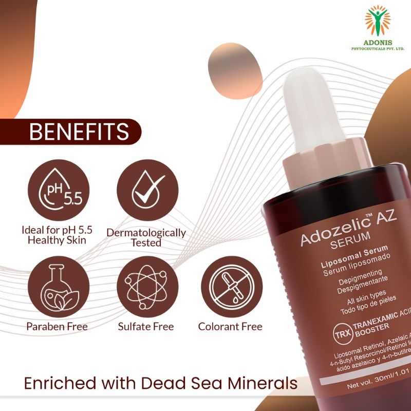 Unisex Adozelic AZ Face Serum with Azelaic Acid & Niacinamide for Pigmentation & Even Tone