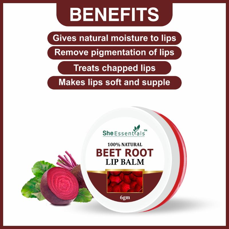 Beetroot Lip Balm For Lip Lightening, Dry & Chapped Lips, Makes Soft & Glossy Lips