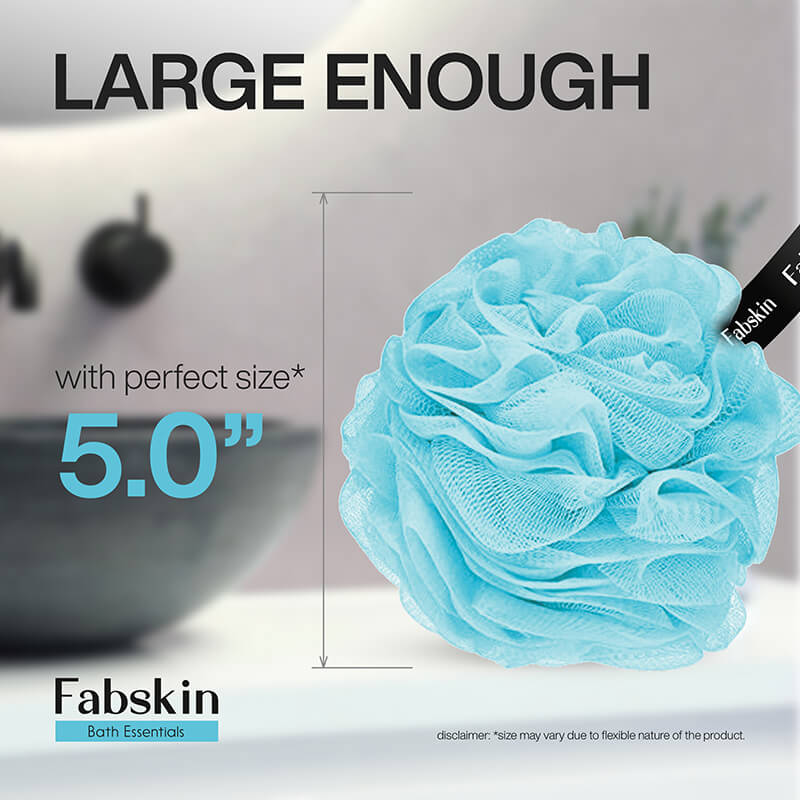 Loofah Duo Pack- Bath Brush With Long Handle & Round Loofah- For Men & Women- Blue & White