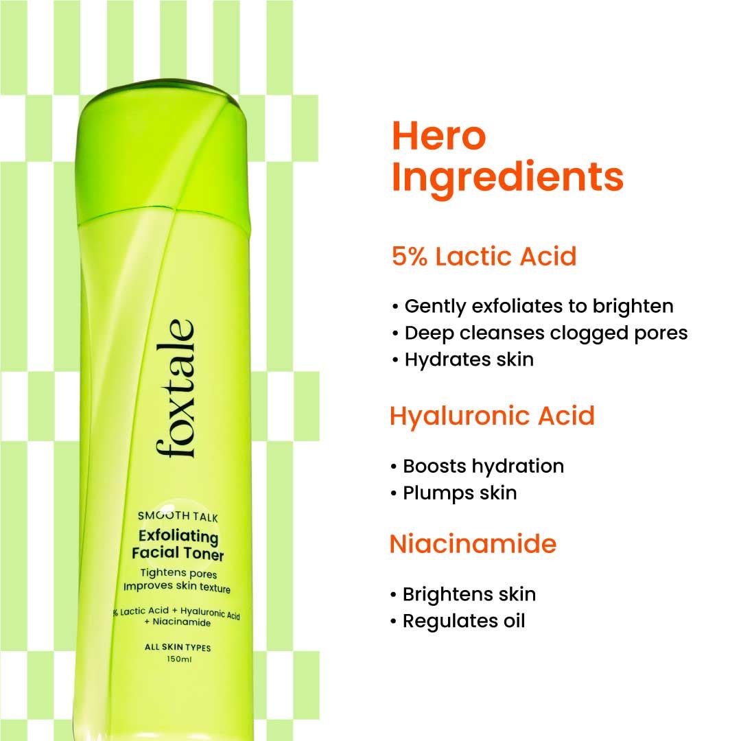 Exfoliating Toner with 5% Latic Acid & Niacinamide for Brighter Skin & Tighter Pores