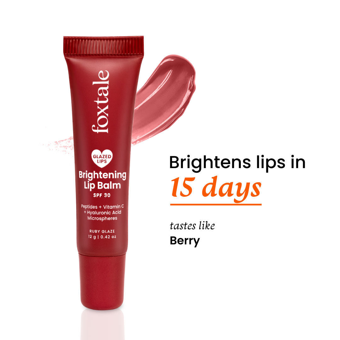 Brightening Lip Balm with Peptides, Vitamin C & Hyaluronic Acid for Dry Lips & Pigmentation - Ruby Glaze