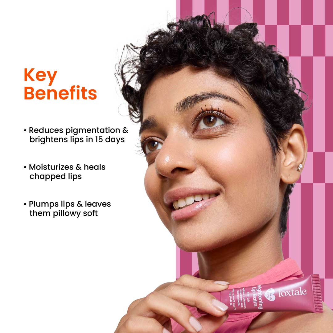 Brightening Lip Balm with Peptides, Vitamin C & Hyaluronic Acid for Dry Lips & Pigmentation