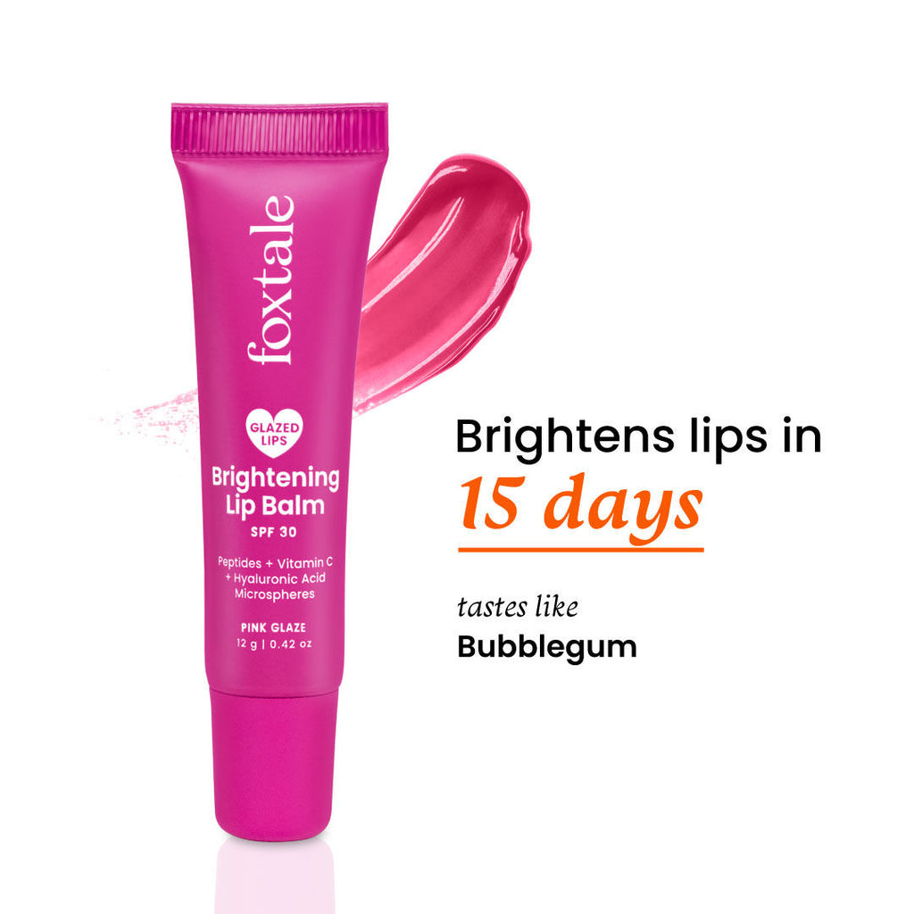 Brightening Lip Balm with Peptides, Vitamin C & Hyaluronic Acid for Dry Lips & Pigmentation - Pink Glaze