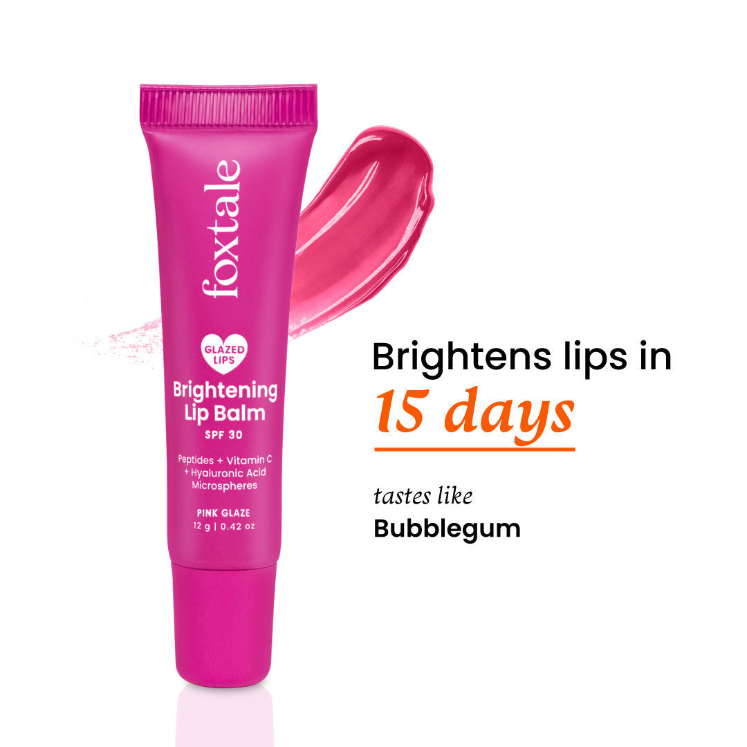 Brightening Lip Balm with Peptides, Vitamin C & Hyaluronic Acid for Dry Lips & Pigmentation - Pink Glaze