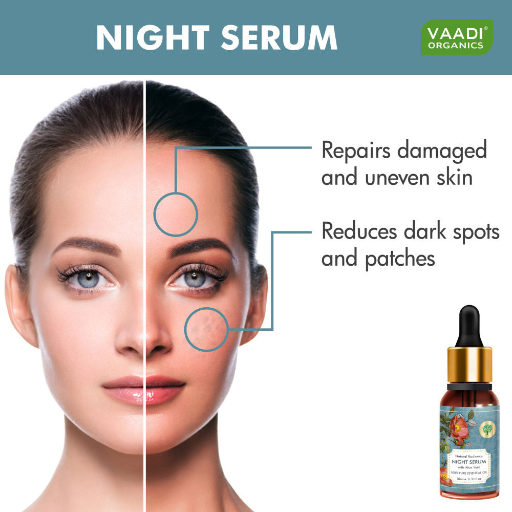 Natural Radiance Night Serum With Aloe Vera 100% Pure Essential Oil