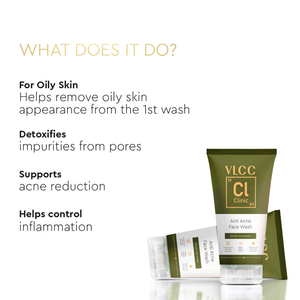 Anti Acne Face Wash With Salicylic Acid & Neem, Helps Reduce Spots & Checks Oil On Skin