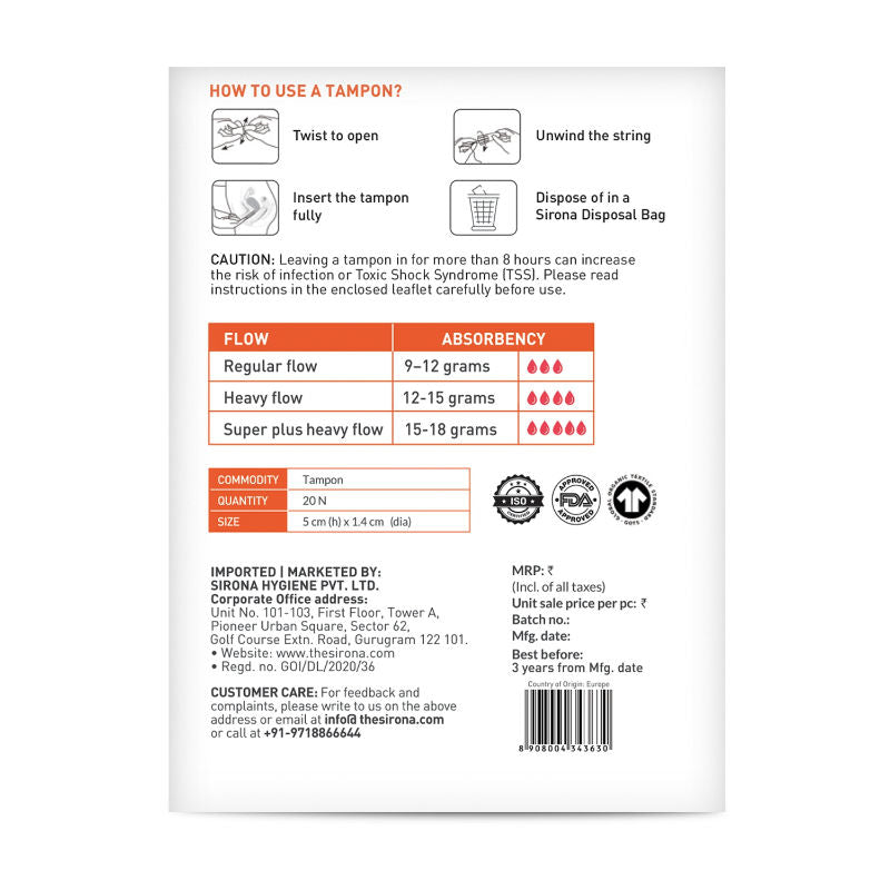 Fda Approved Non Applicator Tampons For Heavy Flow, Ultra Soft, Safe, & Biodegradable