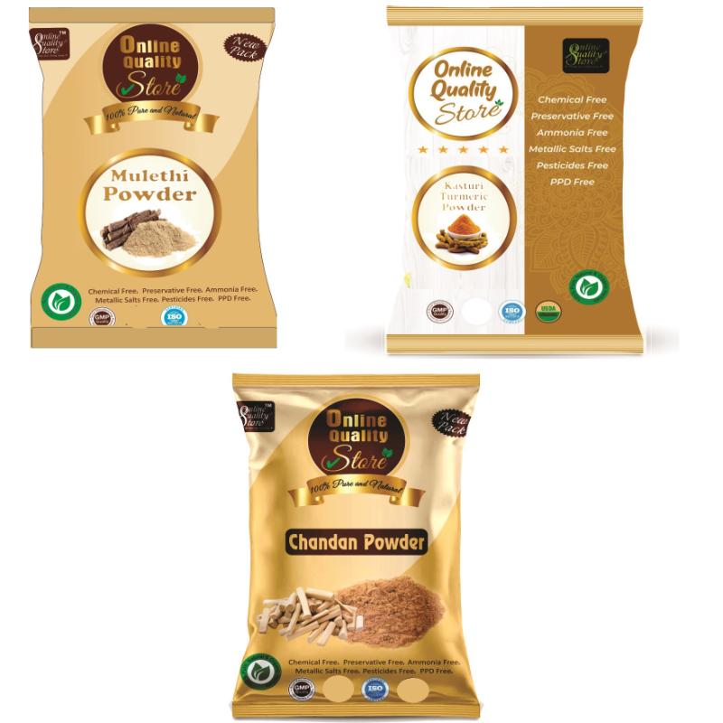 Kasturi Turmeric Powder, Chandan Powder & Mulethi Powder for Hair & Skin