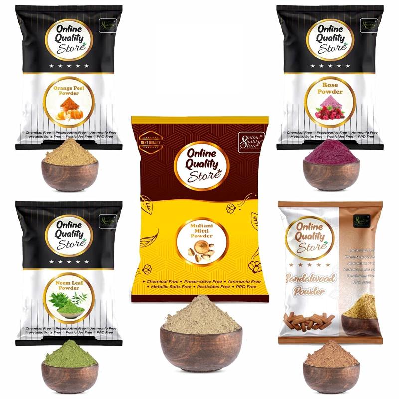 Multani Mitti, Chandan, Orange Peel, Neem & Rose Powder for Hair & Skin
