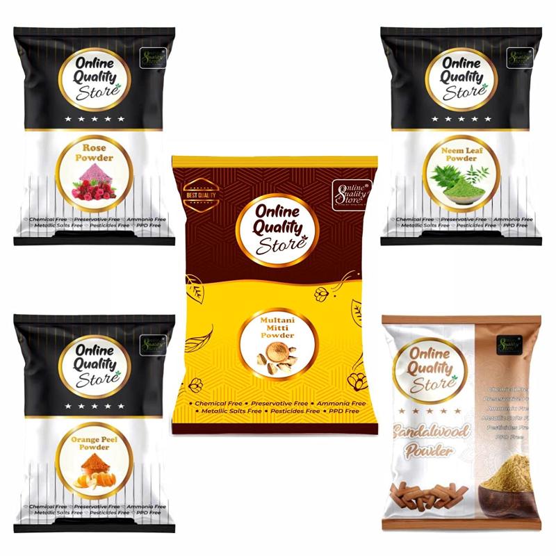Multani Mitti, Chandan, Orange Peel, Neem & Rose Powder for Hair & Skin
