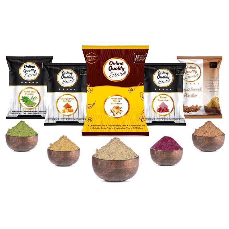 Multani Mitti, Chandan, Orange Peel, Neem & Rose Powder for Hair & Skin