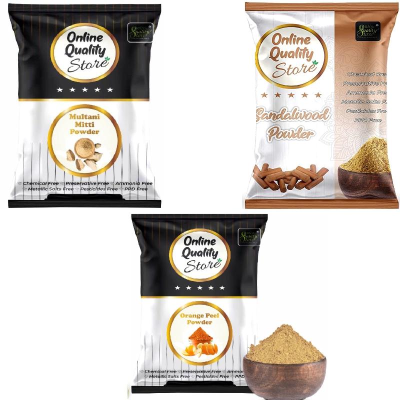 Sandalwood Powder, Orange Peel Powder & Multani Mitti Powder For Skin