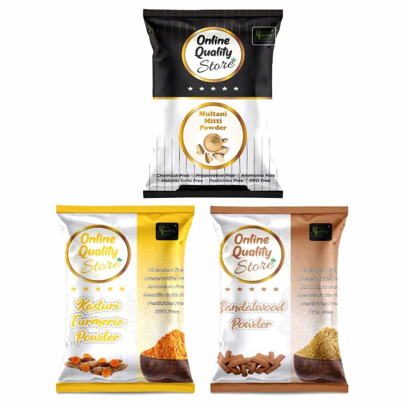 Kasturi Turmeric Powder, Chandan Powder And Multani Mitti Powder For Skin