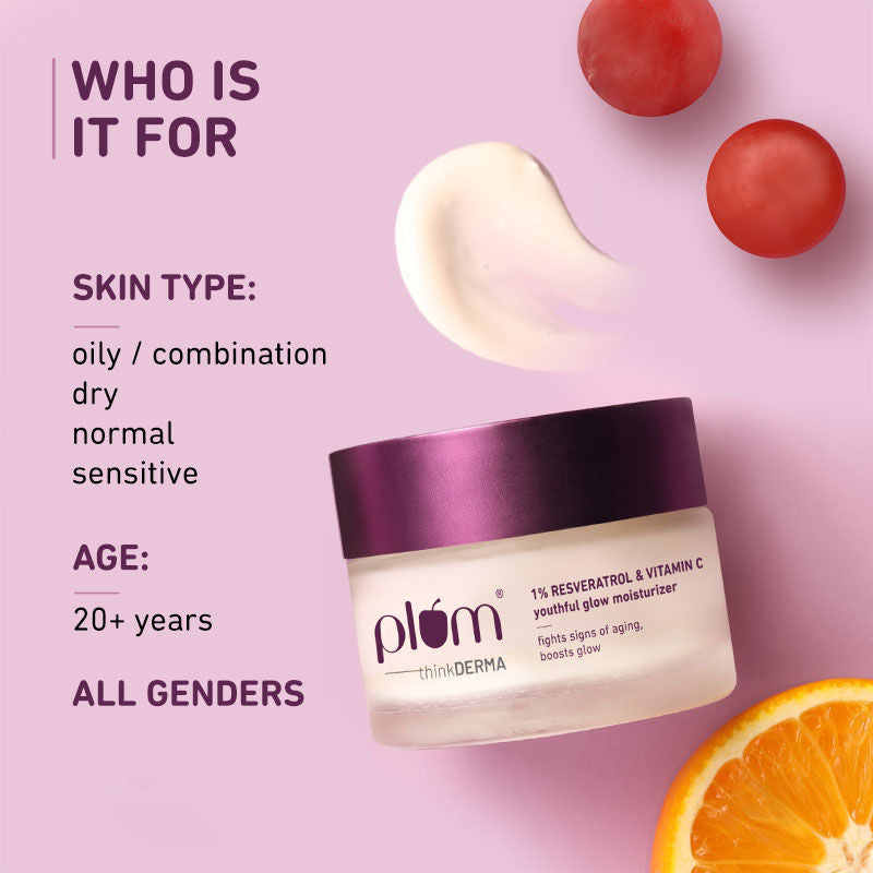 1% Resveratrol & Vitamin C Youthful Glow Moisturizer For Glowing Skin