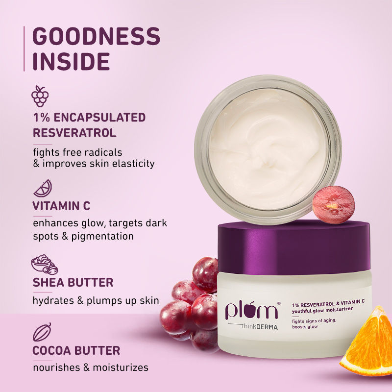 1% Resveratrol & Vitamin C Youthful Glow Moisturizer For Glowing Skin