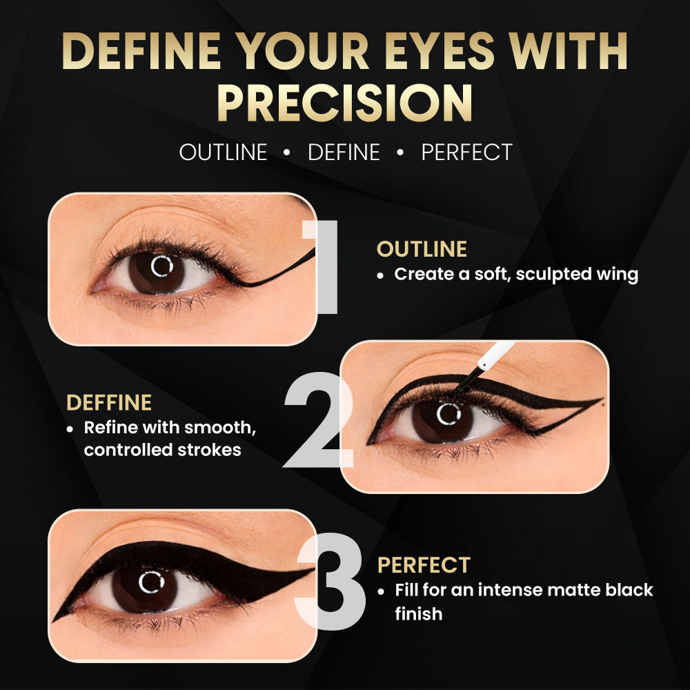Black Liquid Eyeliner Smudge-Proof, Water-Resistant, Long-Stay Matte
