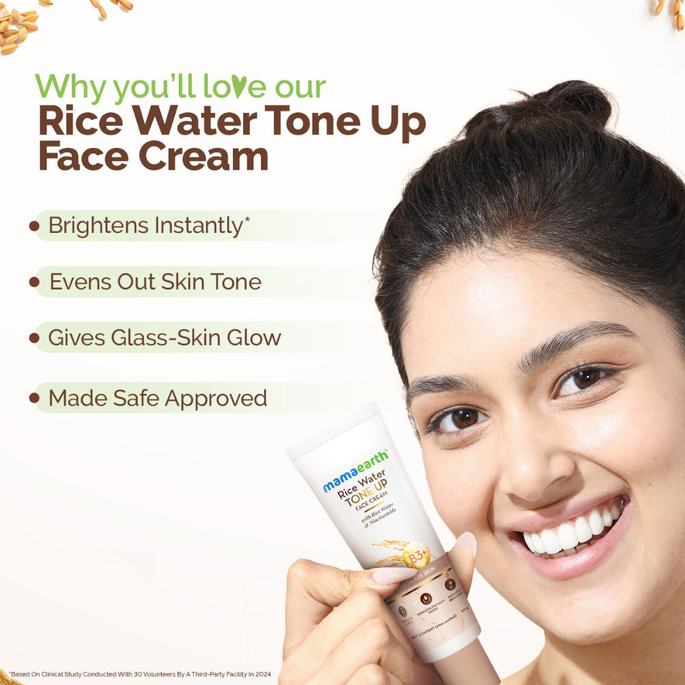 Rice Water Tone Up Face Cream with Niacinamide for Glass Skin and All Skin Types